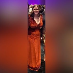 Meghan Velvet Wrap Maxi Dress | Terracotta